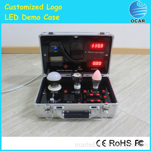 2016 alibaba express customie led demo case test box with E27,E14,MR16,GU10,T8